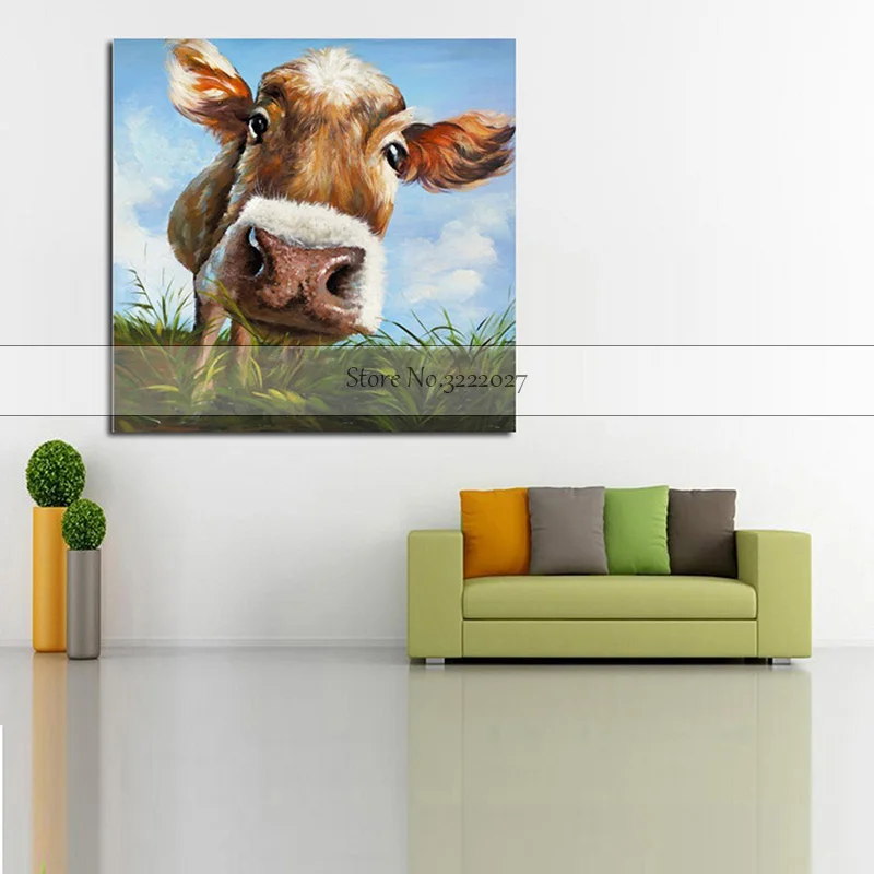 

Oil Painting Cute Cow Canvas painting Experienced Artist Handmade High Quality Abstract Knife Horse Painting For Wall Decoration