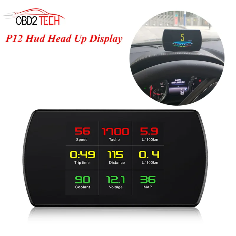 P12 OBD2 автомобильный HUD Дисплей Умный Цифровой измеритель HD цифровой дисплей