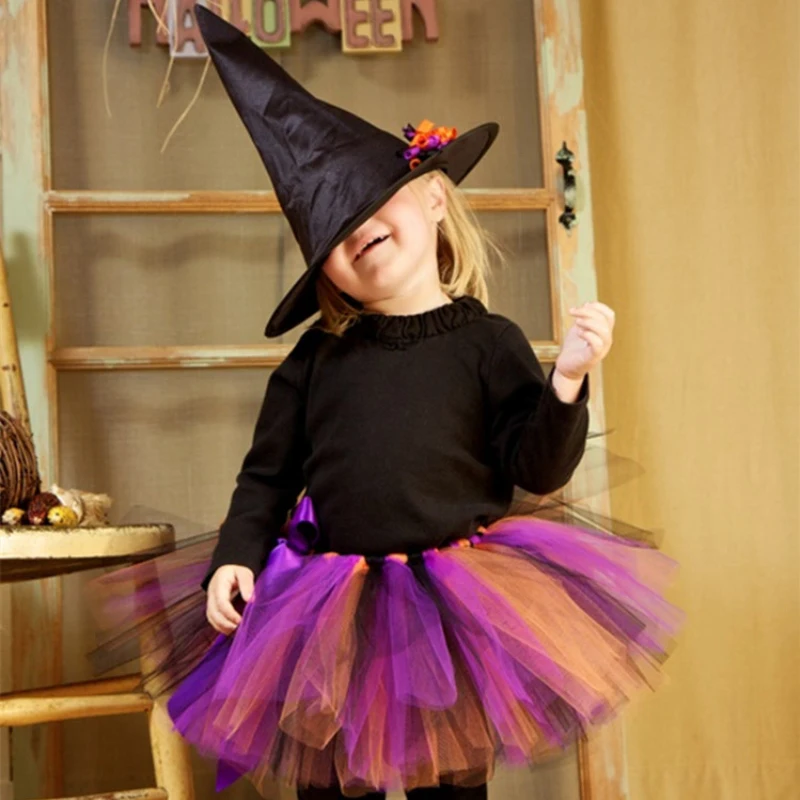 Лидер продаж Детский костюм ведьмы для девочек юбка-пачка радужные юбки ведьма