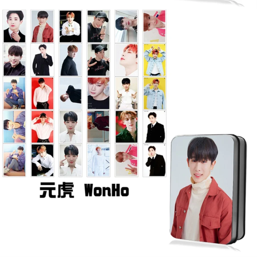 Kpop Monsta X Members HD Фотокарта I.M Shownu Polaroid Lomo фотокарты с металлической коробкой 30 шт - Цвет: WONHO