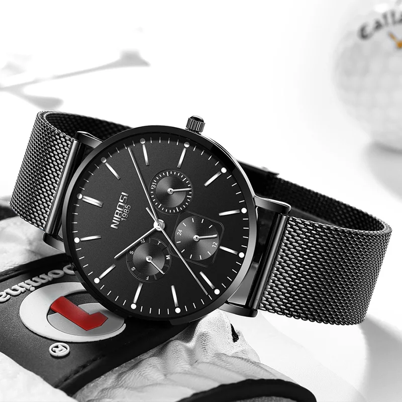 NIBOSI часы для мужчин роскошный золотой сталь человек наручные Relogio Masculino синий