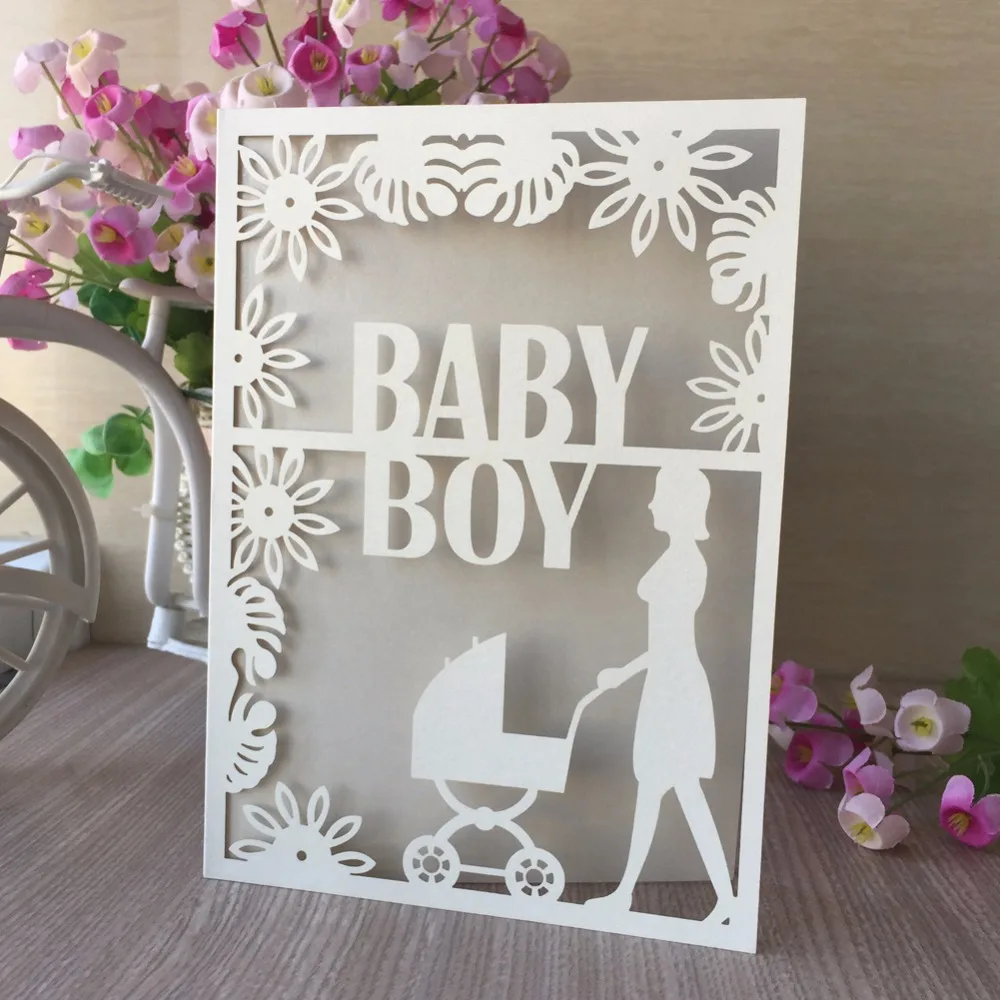 

30pcs Laser Cut Christening & Baptism Greeting Blessing card Invitation Postcard Gift Cards Baby Shower Baby Boy Gender Reveal