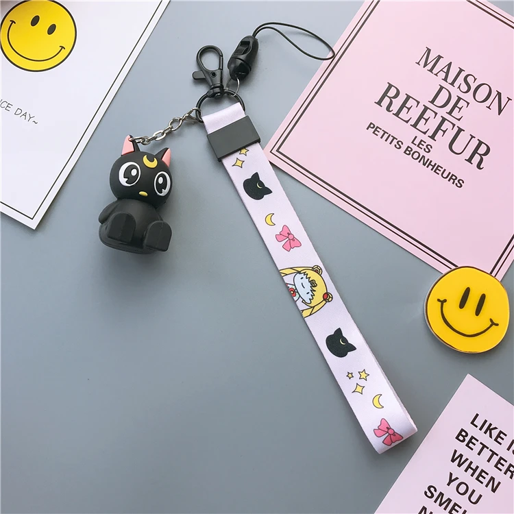 Cute Stitch cartoon phone toy stander+ strap Mobile Phone Straps Cute luna cat Cony pink panther bear strap for iPhone