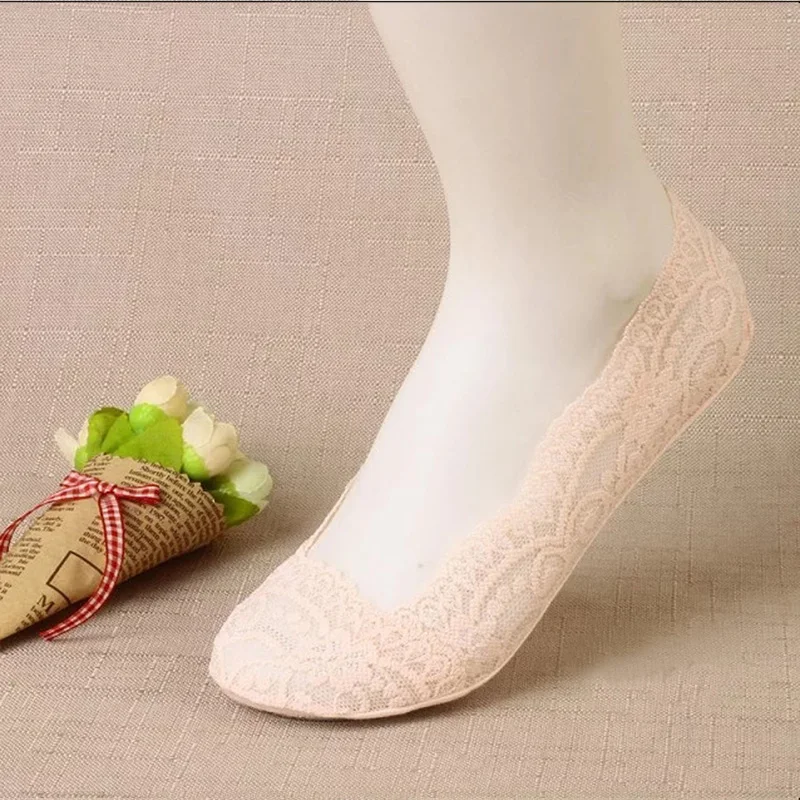 Кружевные женские носки на каблуке открытые дышащие с закрытым верхом Милые