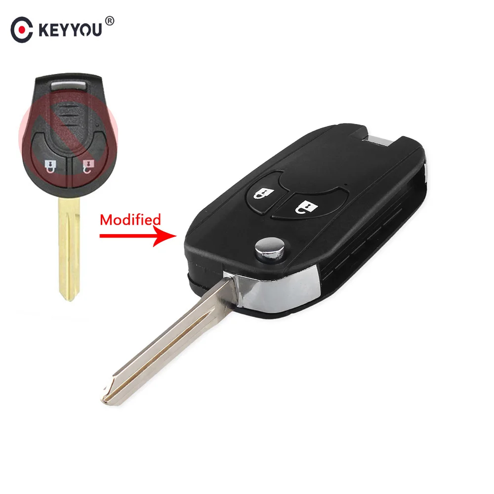 KEYYOU 2 кнопки флип складной чехол для дистанционного ключа от машины оболочка Брелок чехол Стайлинг для Nissan Cube Micra Qashqai Juke Altima Maxima