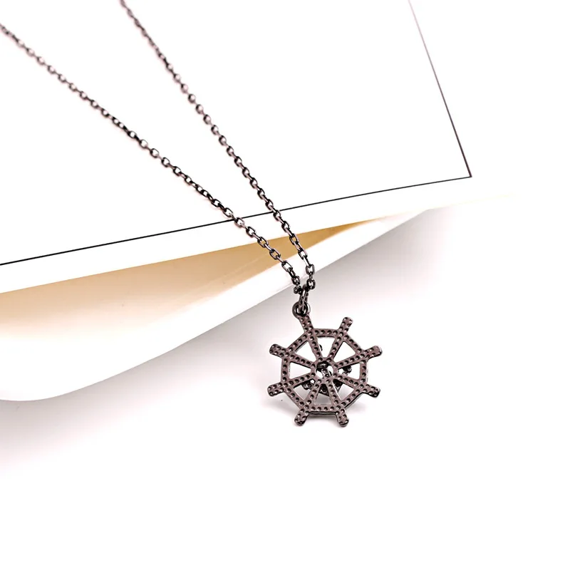 rudder black helm necklace 100% 925 Sterling silver nacklace Jewellery Clavicle chain pendant charms | Украшения и аксессуары
