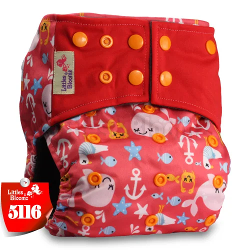 [Littles&Bloomz] Детские моющиеся многоразовые тканевые подгузники, бамбуковый уголь, один размер, подгузники, обертывающиеся вставки - Цвет: 5116