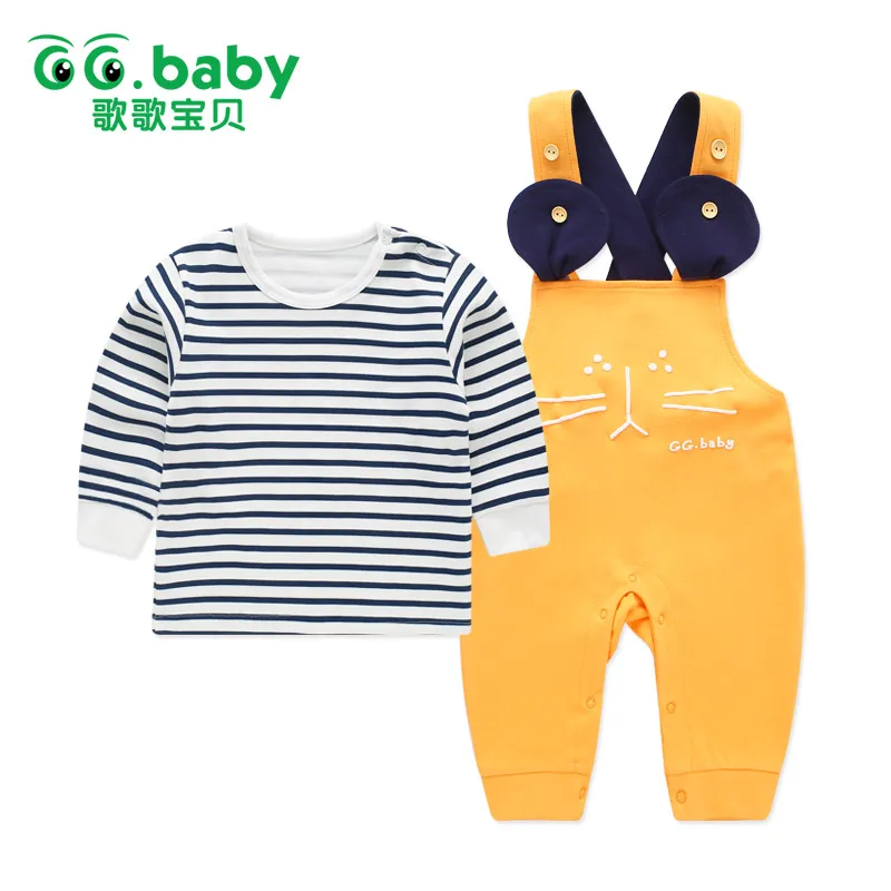 Комплект одежды в полоску для маленьких девочек комплект с длинными рукавами