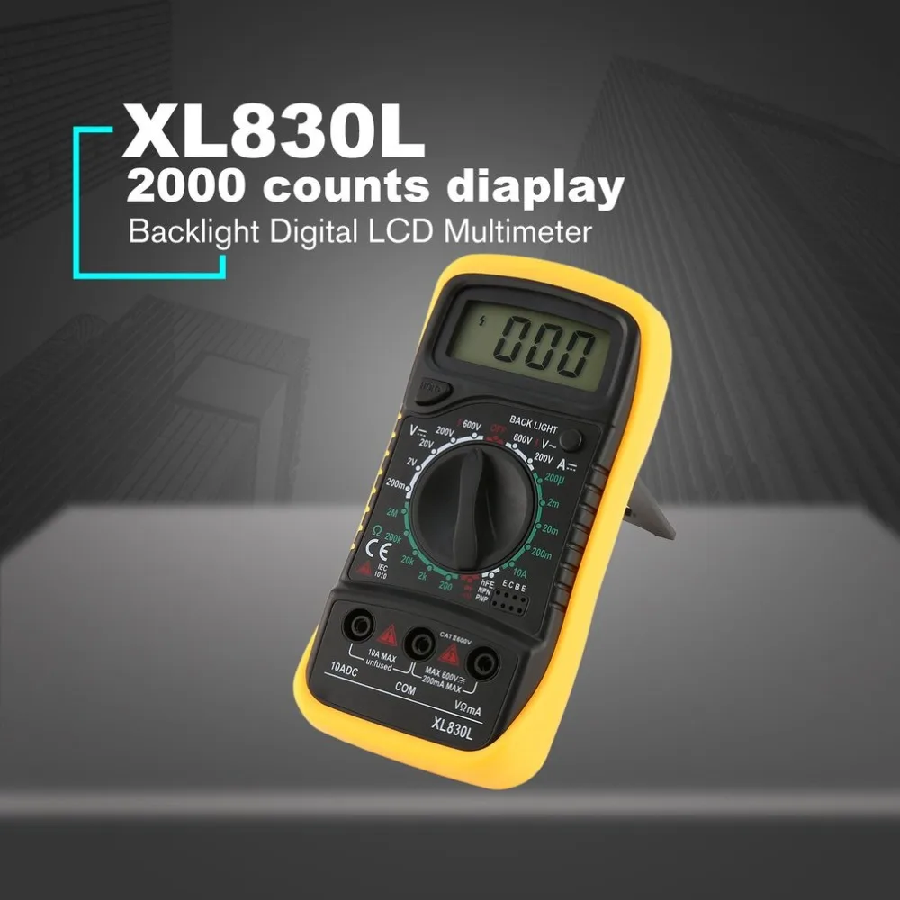 Фото XL830L цифровой ЖК-мультиметр с подсветкой Вольтметр Амперметр AC DC диодное XL830L цифровой ЖК-мультиметр с подсветкой Вольтметр Амперметр AC DC диодное