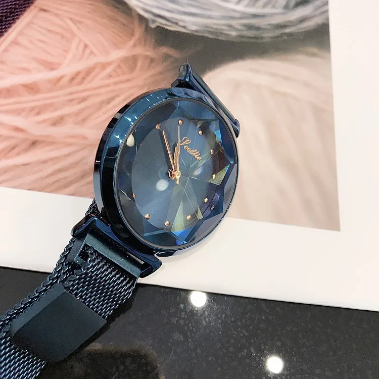 Женские наручные часы Montre Femme кварцевые с магнитным ремнем из нержавеющей стали