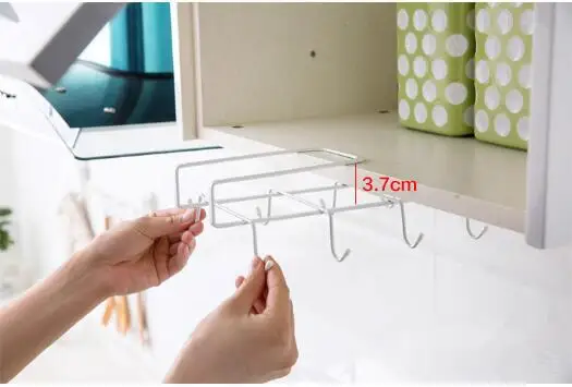 tainless Steel Hanger Hooks Cupboard Cup Holder Drainer Hanger Closet Under Shelf 8 Hook for Storage Cup Glass Mug YH1621