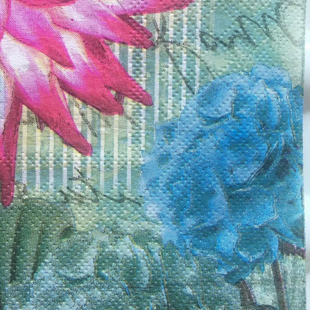 Декупаж Свадебные винтажные салфетки бумажные Элегантные розовый синий цветок