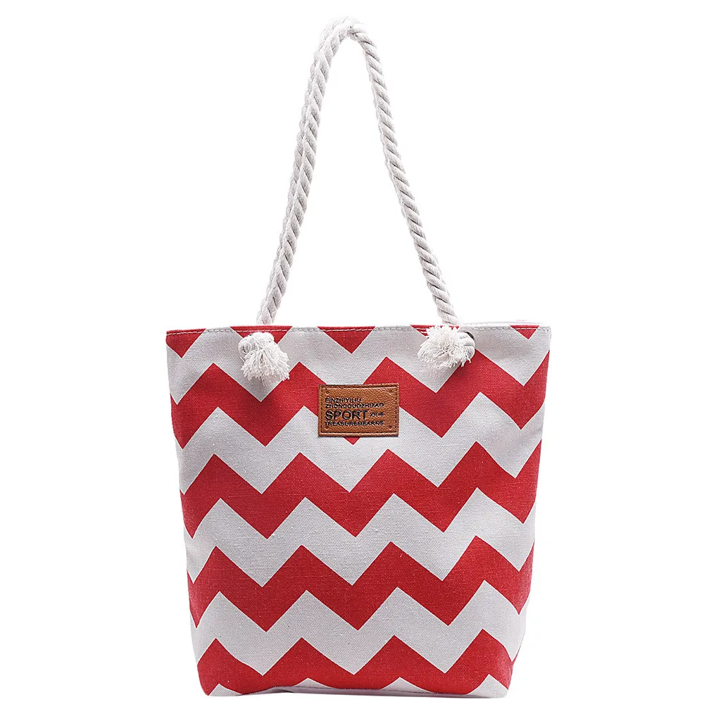 C New Casual Women Striped Large Capacity Tote Canvas Shoulder Bag Shopping Bag Beach Bags Casual Tote Bolsa Feminina#H10 - Цвет: C