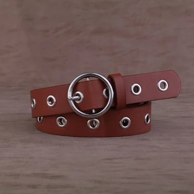 Silver buckle brown Высокая плотность сплава пряжка панк-ремни Женская искусственная кожа гладкая металлическая пряжка простой ремень модный декоративный Джинсовый пояс леди - Цвет: Silver buckle brown