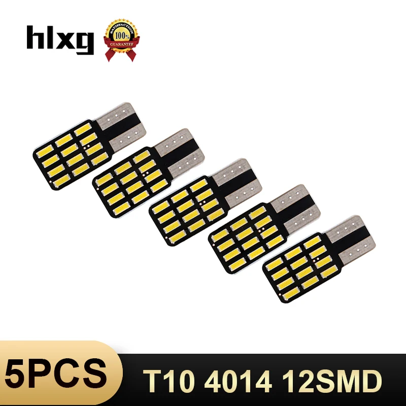 HLXG 5x T10 лампа стояночный SMD задний тормозной фонарь 4014 светодиодный светильник для салона автомобиля T10 обратный резервный W16W 168 194 2825 Поворотная сигнальная лампа