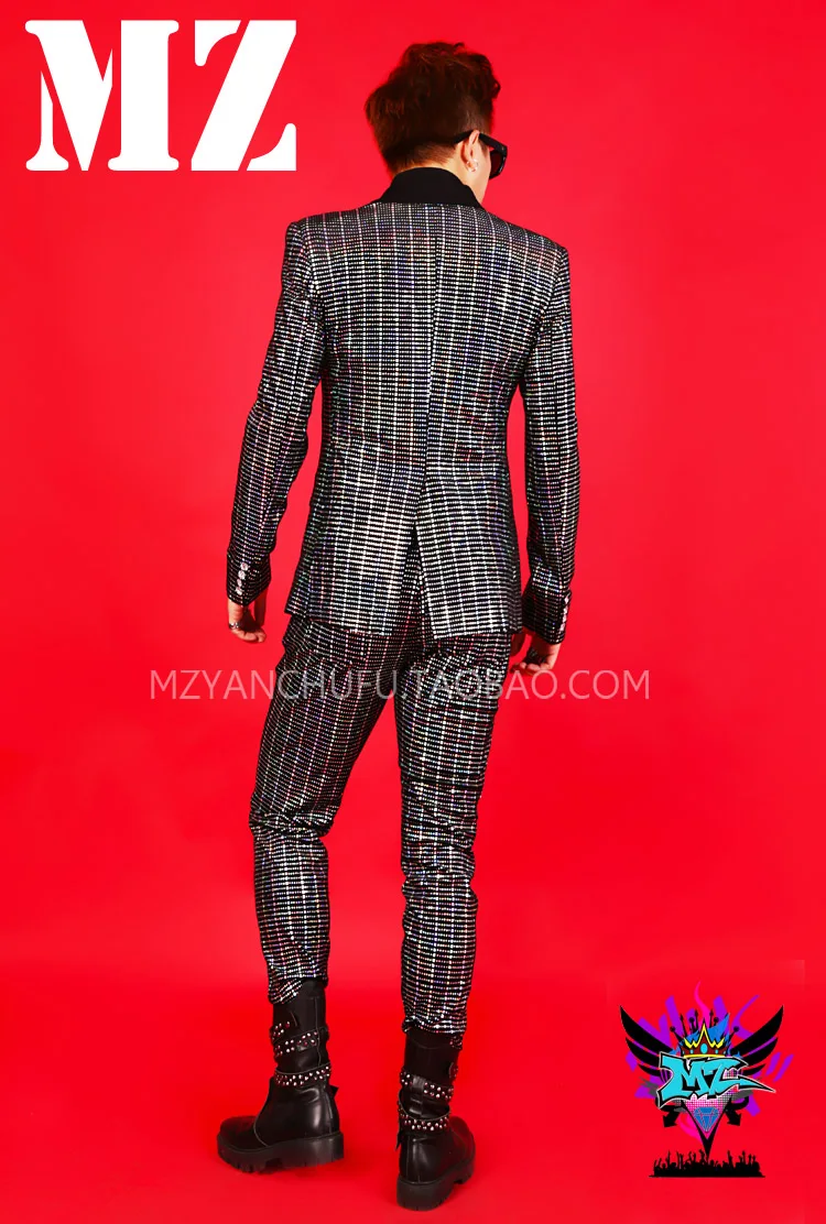 S 5xl 2021 новые мужские Тонкий Блейзер Gd Dj красочная Лазерная вышивку двубортный