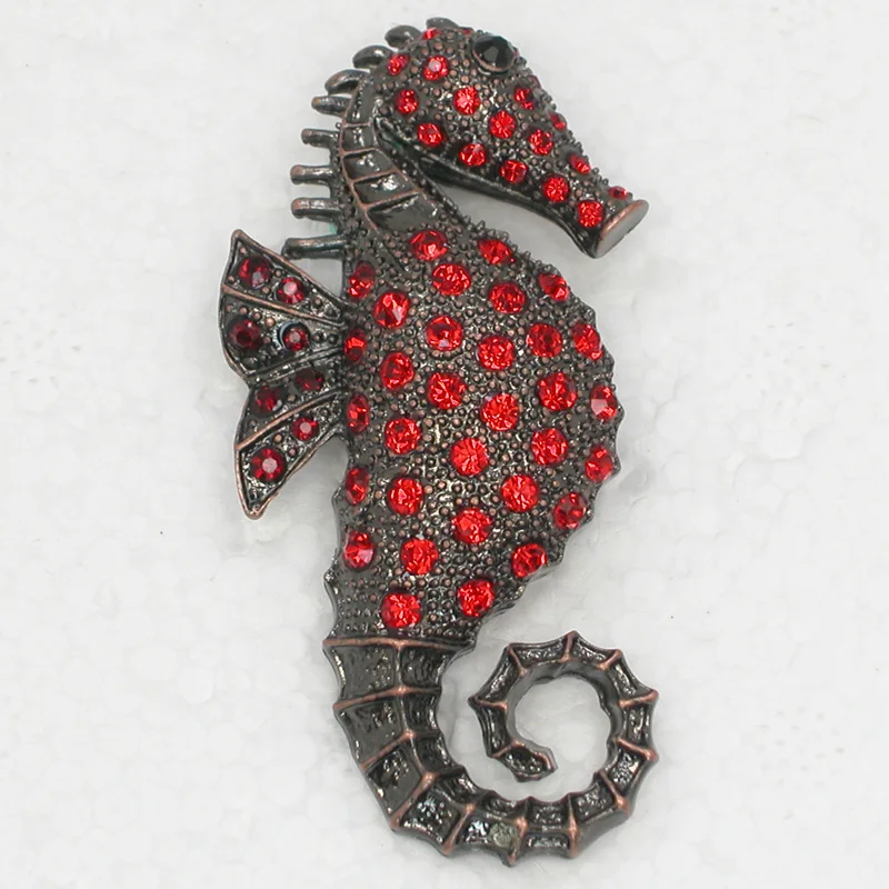 

Rhinestone Red brooch Seahorse Pin brooches C659 C3