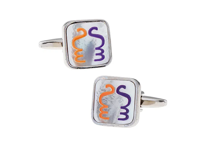 Мужские запонки белая оболочка желтая фиолетовая подсветка для рубашки L1624 |