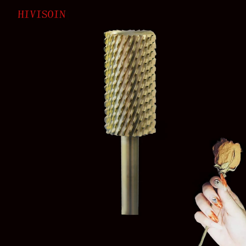 HIVISOIN-5pcs-твердосплавное сверло для ногтей-большое розовое и белое сверло-
