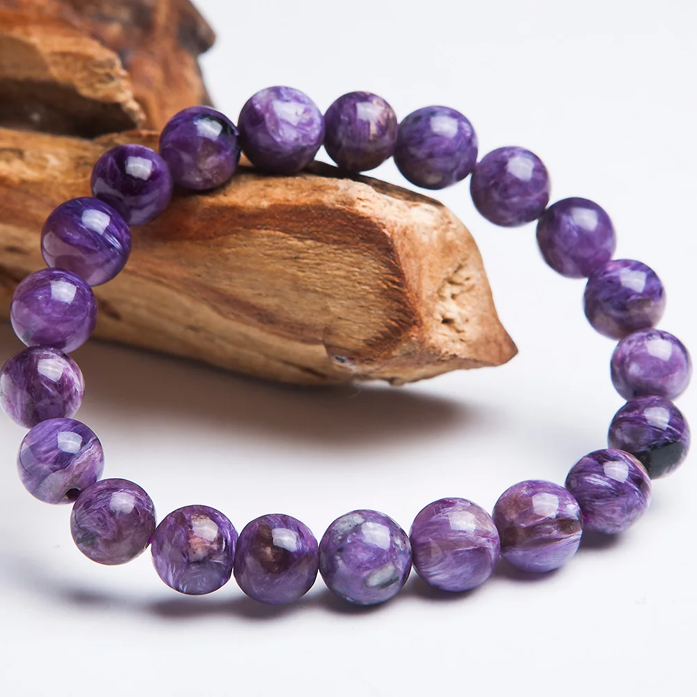 Натуральный фиолетовый Charoite драгоценный камень для женщин и мужчин 9 мм круглые