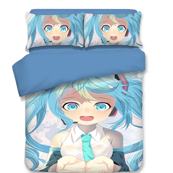 Японское аниме Hatsune Мику постельного белья покрывало Стёганое одеяло наволочка 3 шт. пододеяльник устанавливает розовый белый Королева Король постельное белье - Цвет: style8