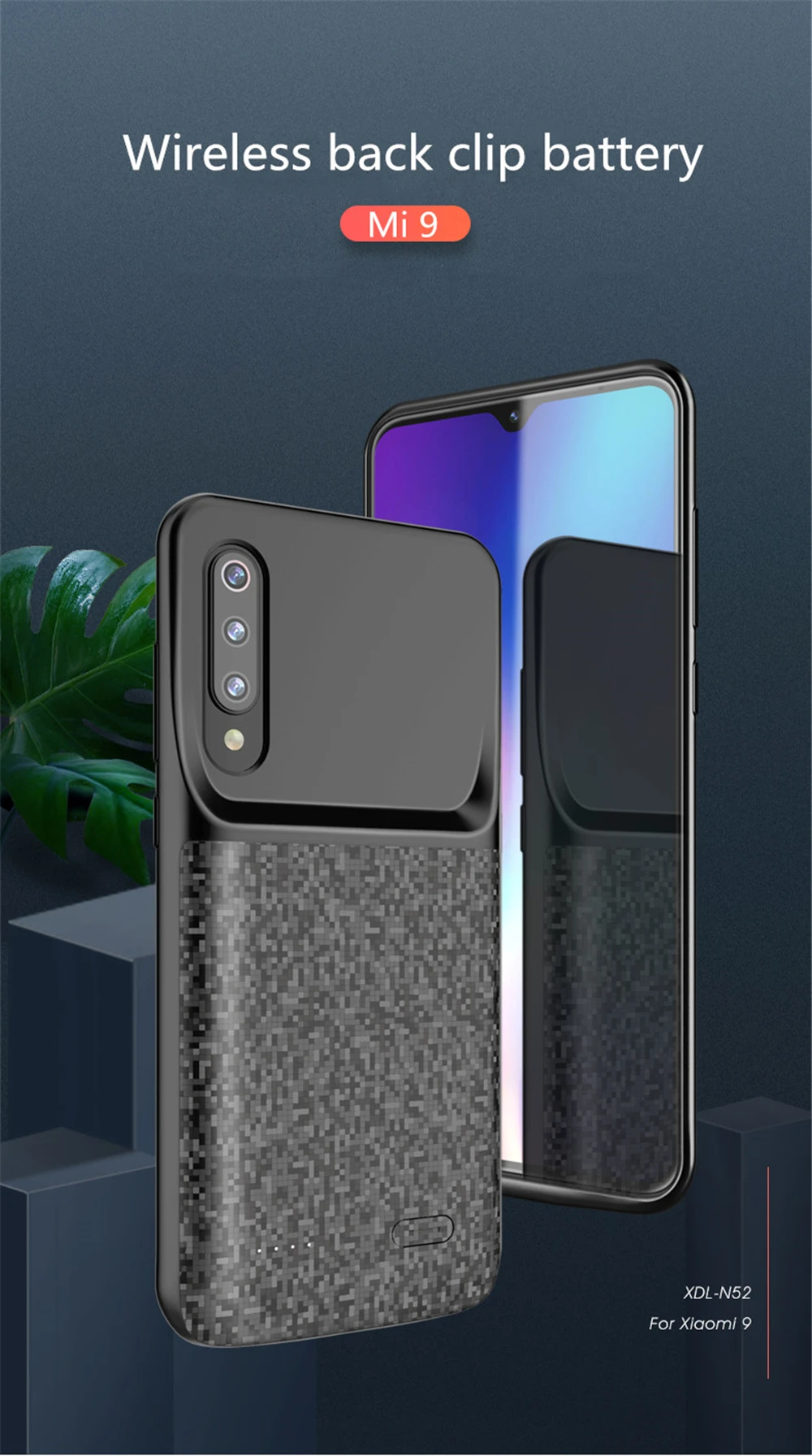 4700 мАч, беспроводной Чехол для зарядного устройства для Xiaomi Mi 9 SE, чехол с зажимом на заднюю панель, портативный внешний аккумулятор, чехол для зарядки