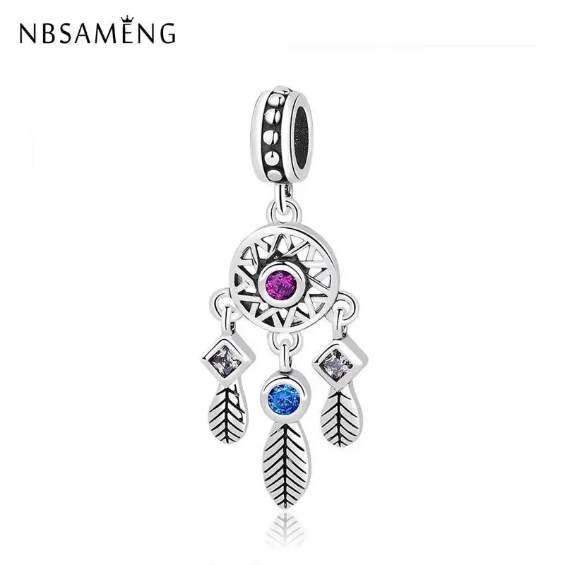 

Серебряные бусины 925 пробы Charm Crystal Подвеска Ловец снов шармы подходят Pandora оригинальные браслеты DIY Изготовление ювелирных изделий