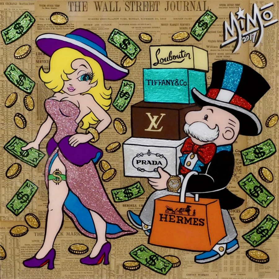 Alec Monopolys Shopping Spree HD Wall Art Холст с печатью постера декоративная живопись для офиса гостиной домашний декор