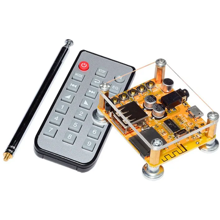 Цвет: желтый DIY беспроводной Bluetooth 4,2 динамик Поддержка приложения 3,5 мм аудио наушники Выход FM Радио BT Hands Free APE FLAC MP3 плеер модуль - Цвет: Цвет: желтый