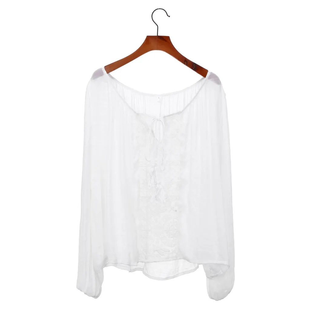 Женская кружевная блузка с открытыми плечами Повседневная Блузка размера плюс