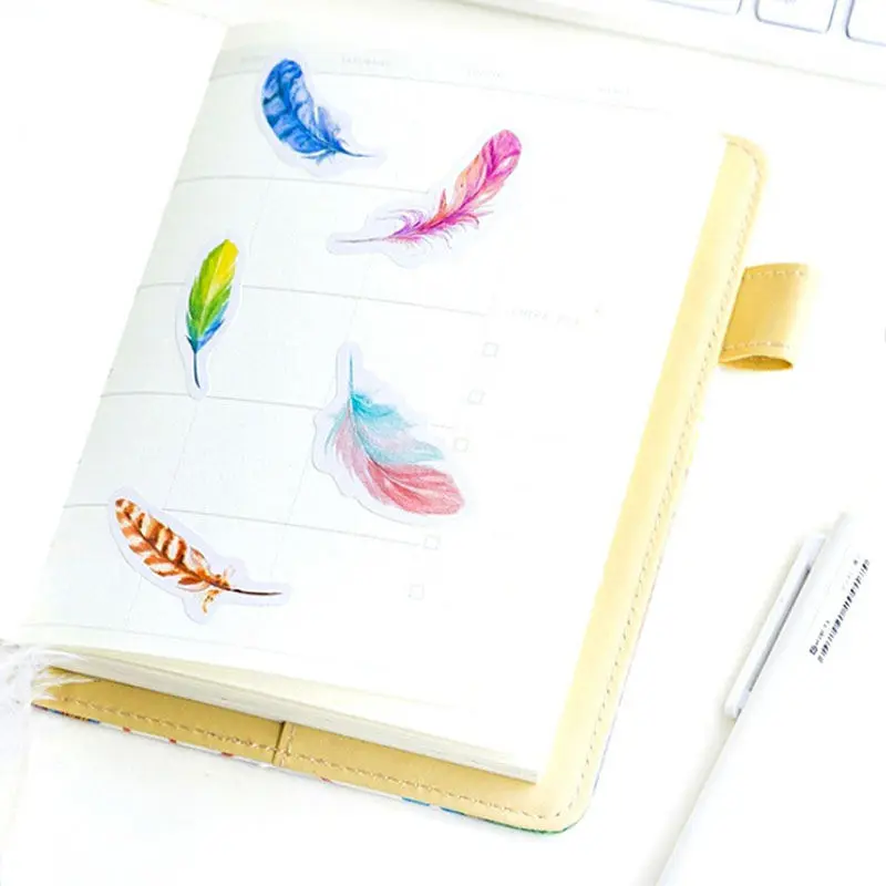 45pcs Colorful Feathers DIY Planner Diary Scarpbooking Index Lable Stickers Escolar Decoration Seal | Дом и сад