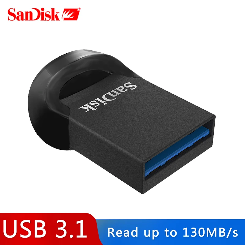 Двойной Флеш-накопитель SanDisk Fit USB флеш-накопитель 64Гб CZ430 16 Гб мини USB флэш-накопитель 3,1 до 130 МБ/с. флешки Высокая Скорость USB 3,0 флэшку 32gb 128G