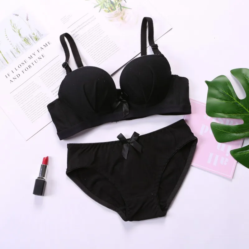 Sexy Bra Set Women Push Up Underwear Cotton Refreshing Girls Lovely Wire Free Brief Sets W9 | Женская одежда