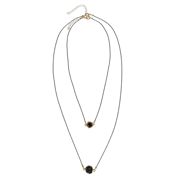 Vintage Style Women Fashion Double Layer Chains Necklace for 2015 New Black Crystal Pendants | Украшения и аксессуары