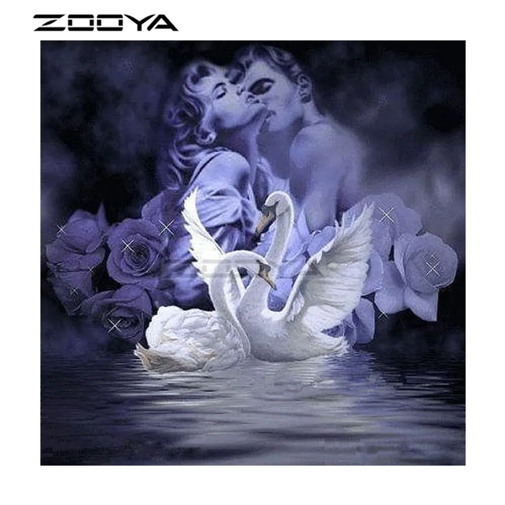 

ZOOYA Diamond Painting Full Square Diamond Mosaic Diamond Embroidery Swan Couple Pattern Hobbies And Crafts Patchwork F1144