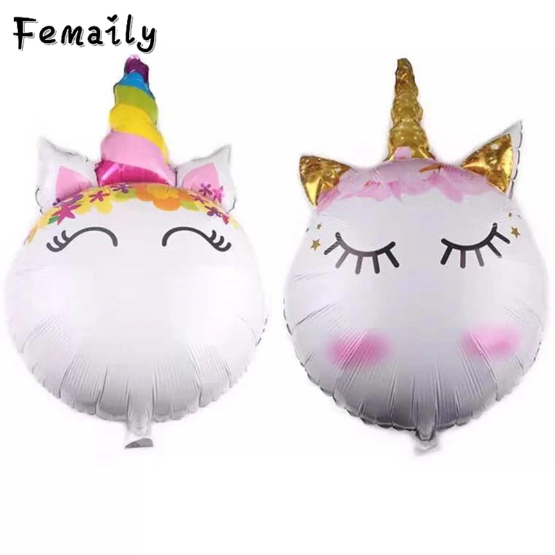 

58*83cm Unicorn Head Balloons Inflatable Rainbow Animal Balloon Kids Baby Shower Toys Unicorn Birthday Party Decoration Supplies