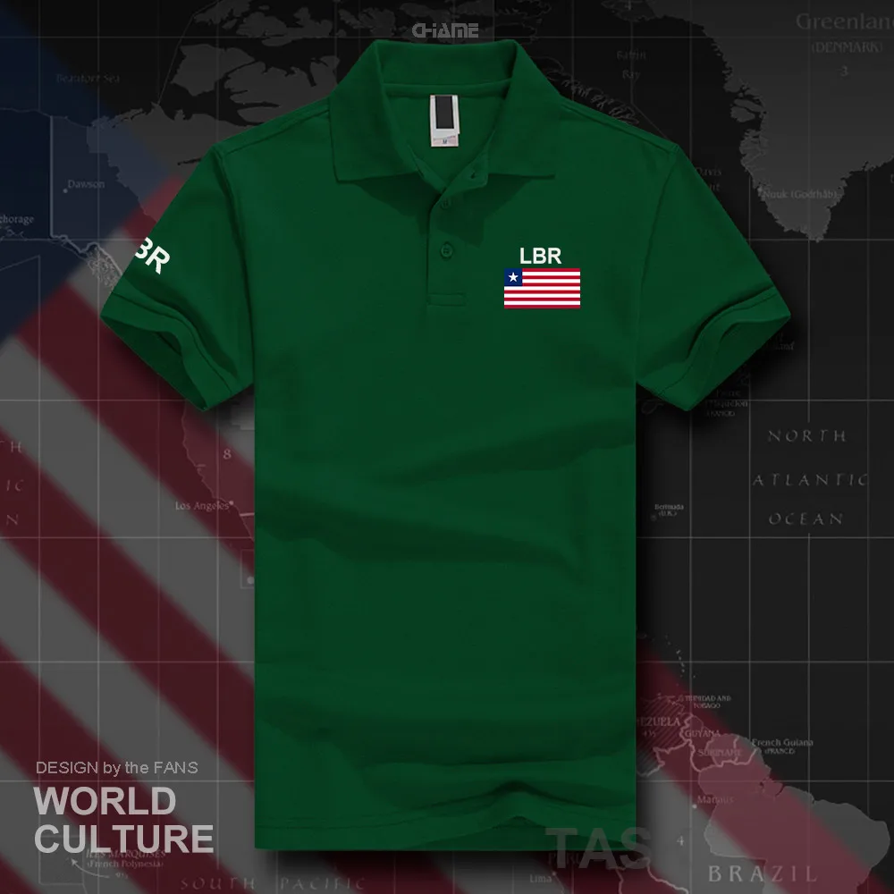 Liberia Liberian polo рубашки для мужчин с коротким рукавом белые бренды принтом страны 2017
