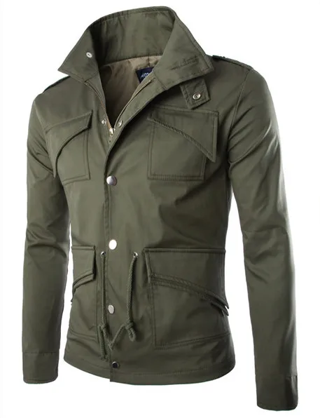 

Top quality Cotton Jacket Men Stand Multi-pocket Jacket Army Green Coats Spring Casual Jacket Male 4XL Casaco Masculino