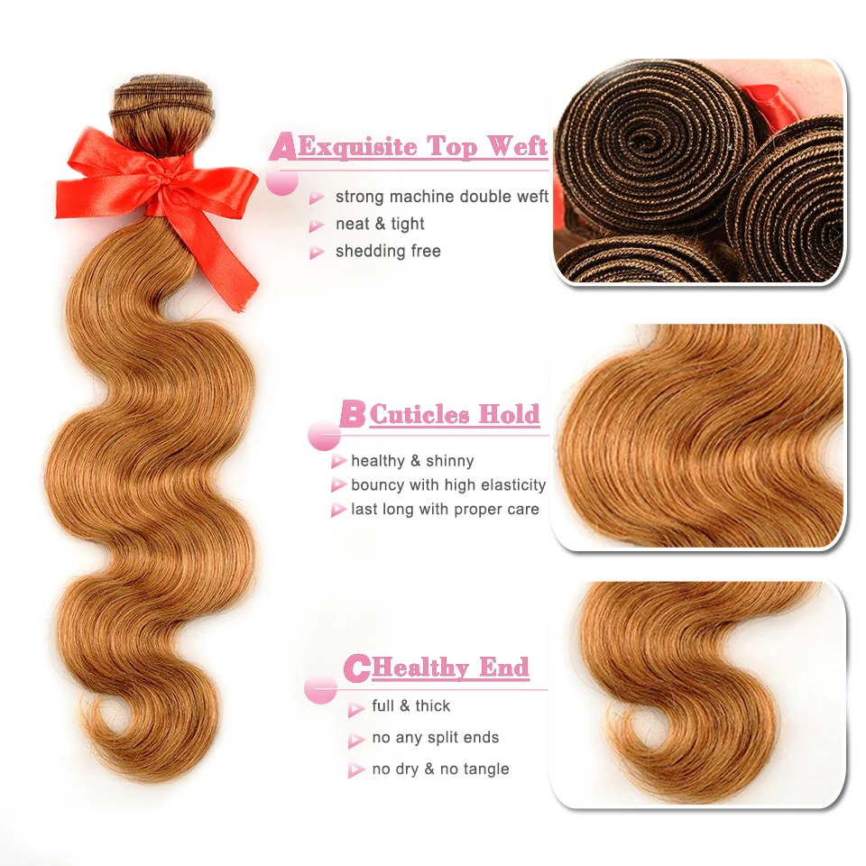 27 бразильских волос Блонд волнистые пучки с застежкой человеческие волосы Pinshair 3