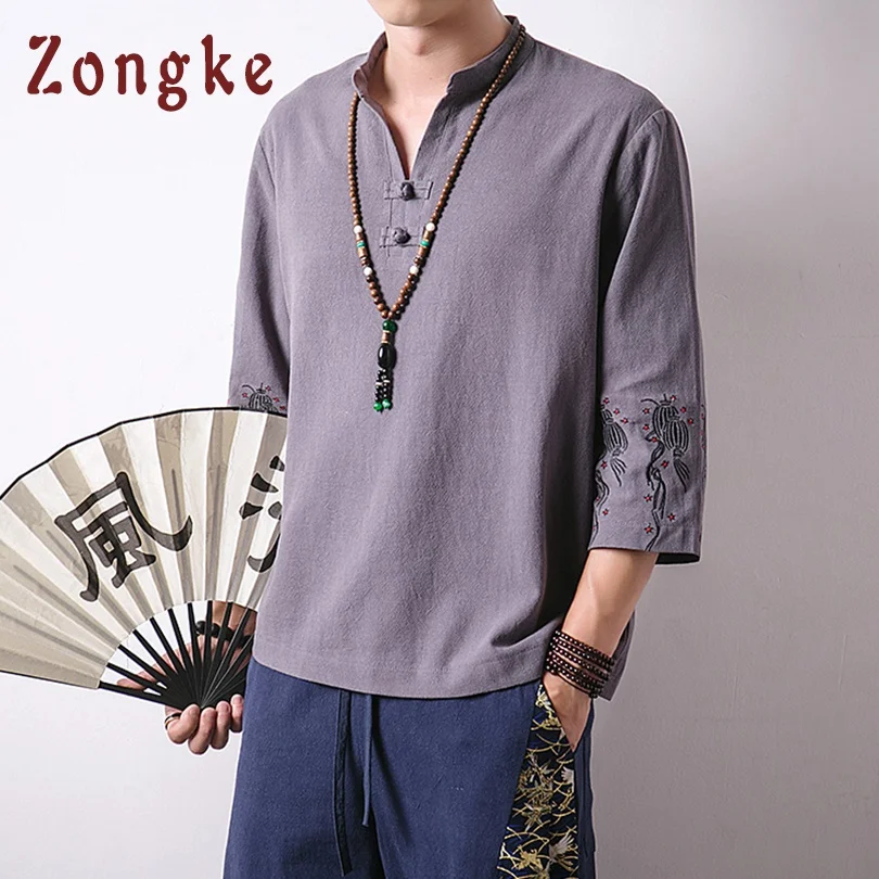 Zongke, китайская Винтажная футболка, Мужская футболка, Мужская футболка, короткий рукав, Harajuku, белая футболка, Мужская Уличная одежда, хип-хоп, XXXL, лето