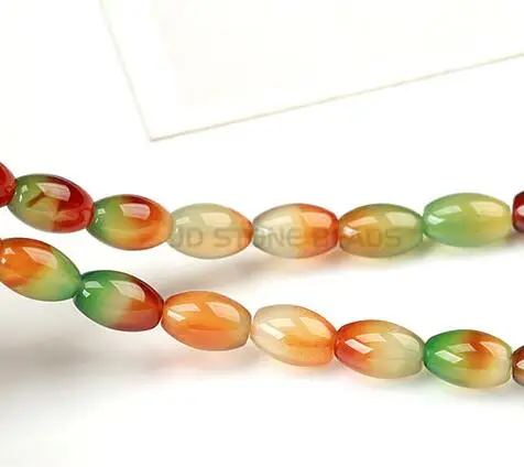 PEACOCK AGATE Натуральный агат неправильной нитью рисовой формы драгоценных камней бусины для самостоятельного изготовления ювелирных изделий Браслет Ожерелье Strand 14'' - Цвет: PEACOCK AGATE