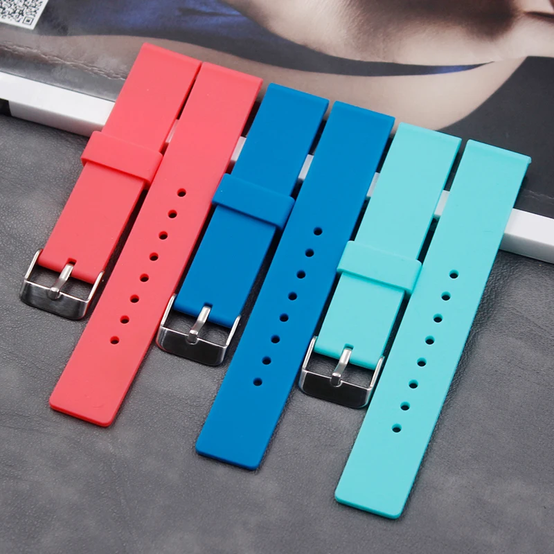 Silicone strap men's 20mm ladies outdoor sports waterproof and sweat-proof rubber strap accessories pin buckle