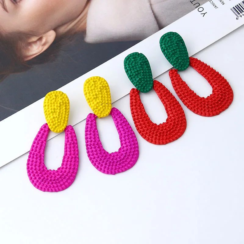 Ltumbe Punk Maxi Contrast Color Water Drop Earring for Women Simple Style Enamel Alloy Dangle Femme Night Club Jewelry | Украшения и