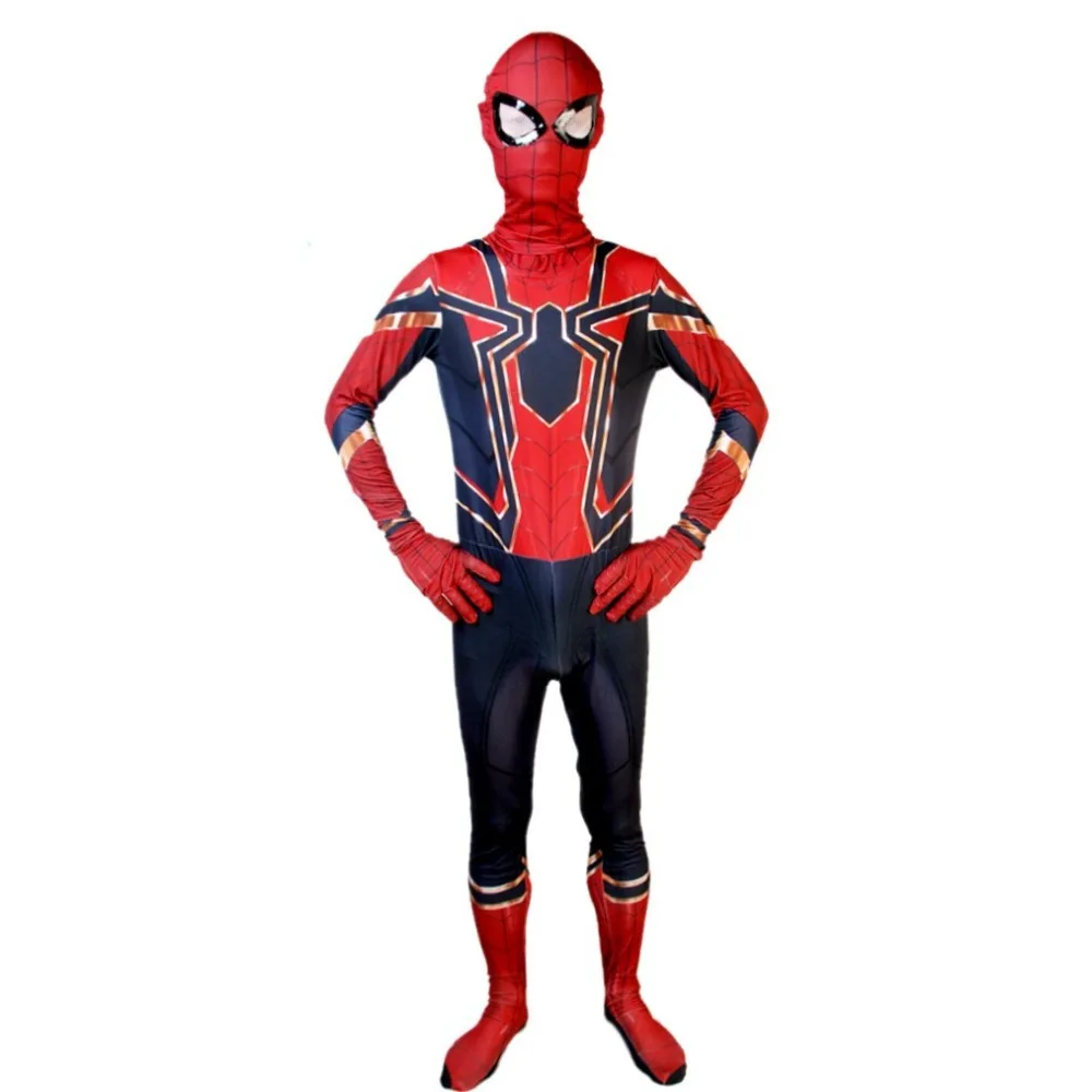 Костюмы Человека паука для взрослых Питера парка Kostuum Spider Rood blauw Zwart Man Pak Volwassenen