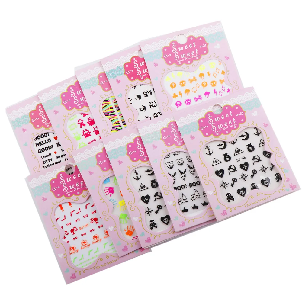 

20 Sheets 3D Fluorescence Self-Adhesive Nail Art Sticker Different Series Animal Stripe 3D Printing Nail Decoration