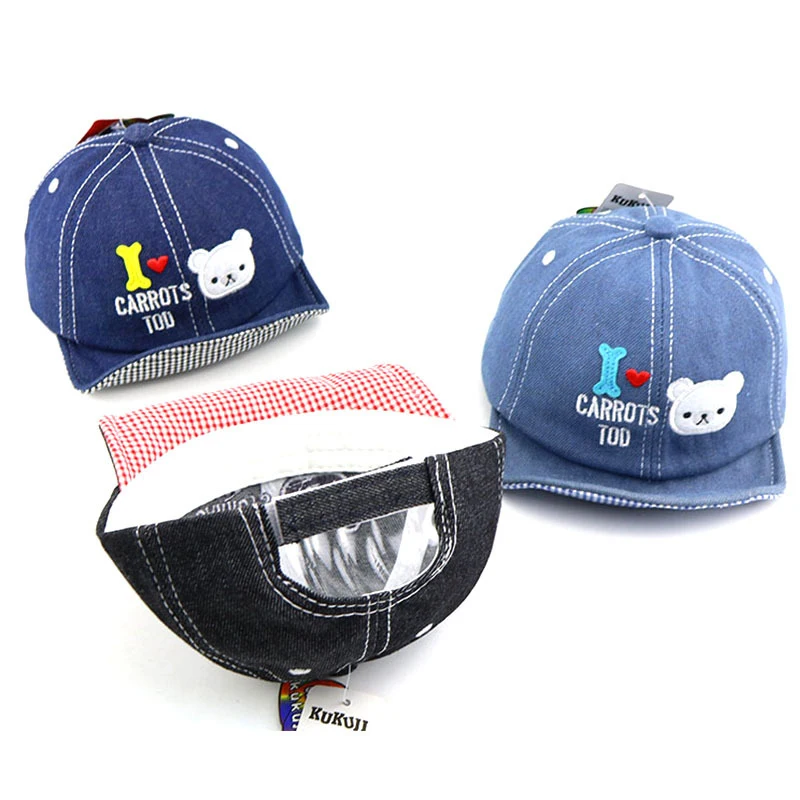 Новинка, шапка для маленьких мальчиков и девочек, мультяшный ковбойский медведь, мягкие бейсболки в Корейском стиле, милые детские осенне-Весенние солнцезащитные шапки, детская бейсболка