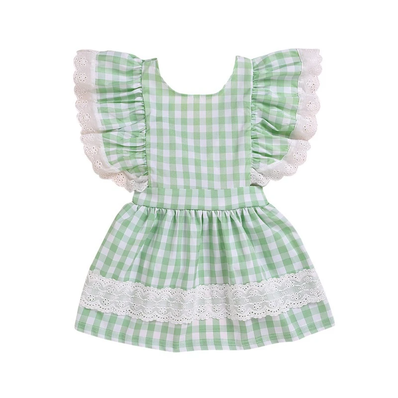 Kids Girls Sleeveless Dress Summer Casual Plaid Pattern Backless Design Costume Baby Children Sundress 0-6Y | Детская одежда и