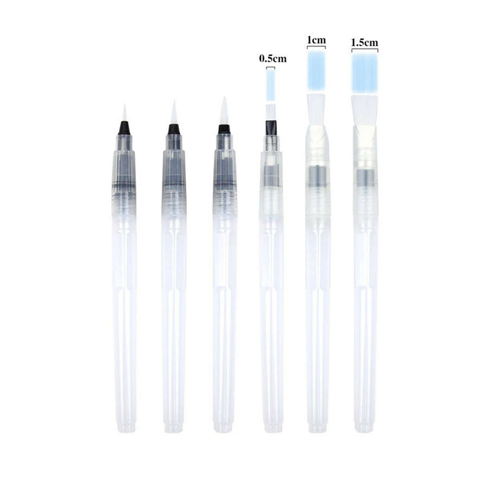 6Pcs/Set Hook Line Pen Water Soluble Color Lead Solid Paint Brush Fountain Refillable Soft Head Watercolor | Канцтовары для офиса