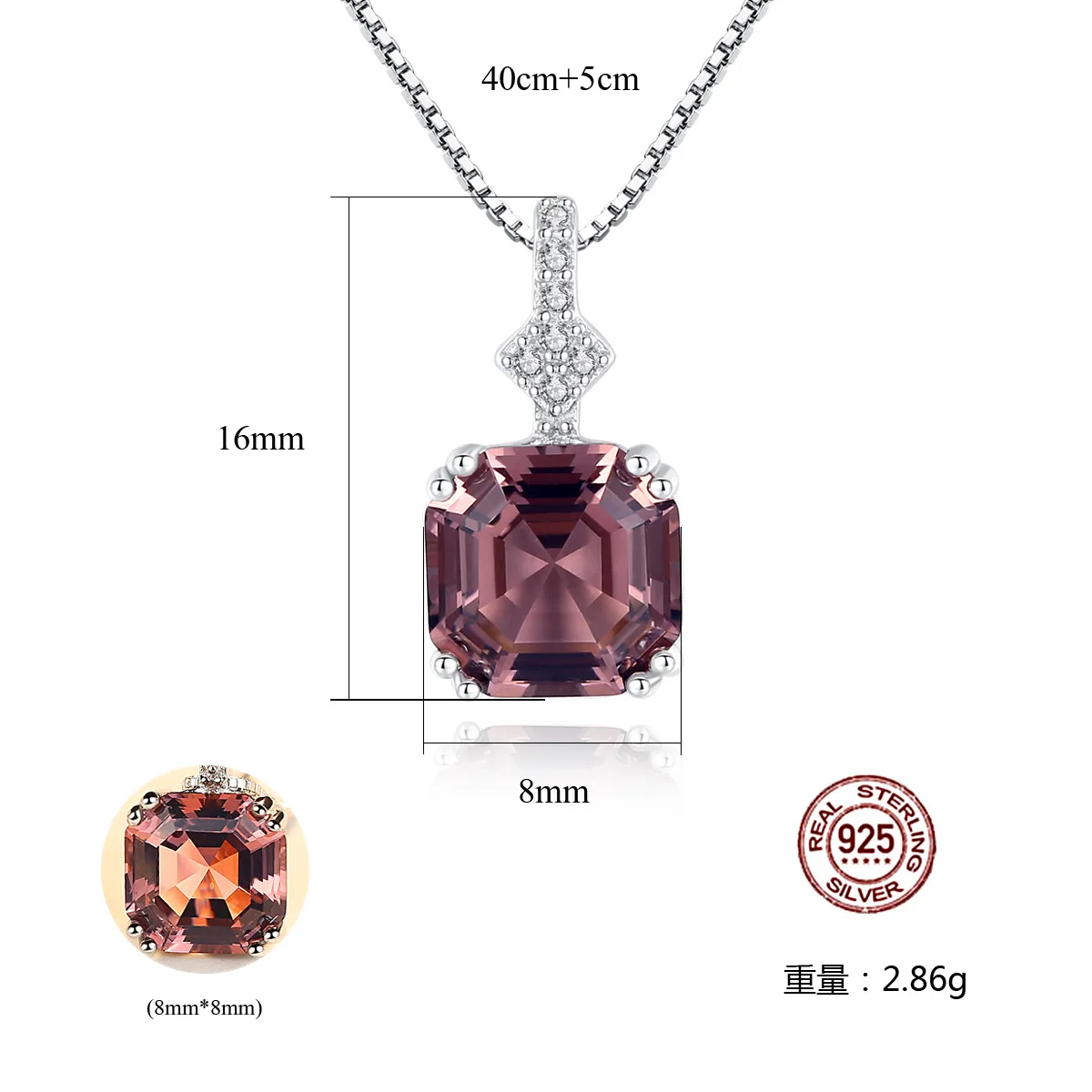 Ожерелье из стерлингового серебра S925 пробы с камнем Morgan Box высококачественными