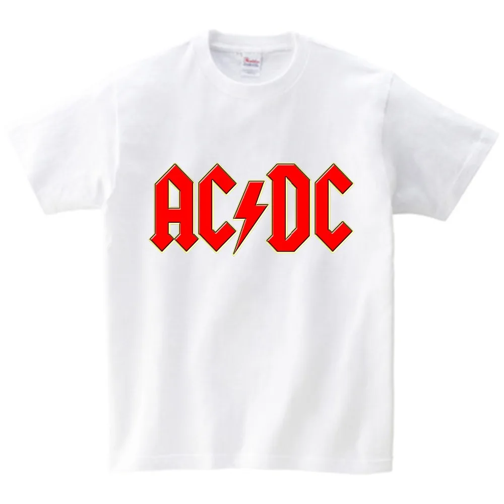 ACDC/детская футболка с принтом надпись-Логотип AC DC Детская Повседневная футболка принт AC/DC для мальчиков и девочек костюм для малышей